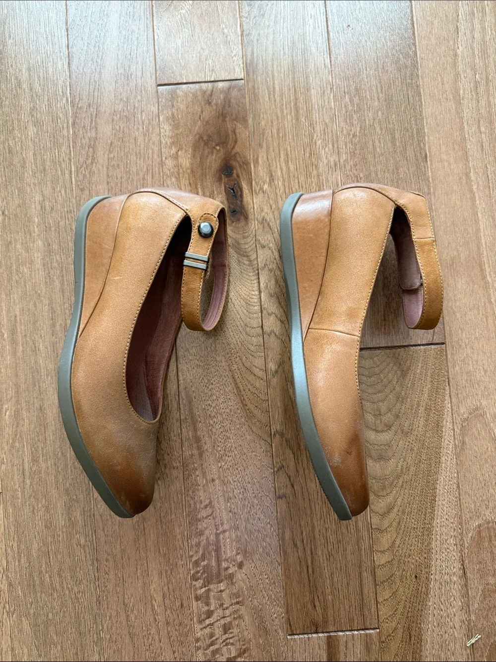 Dansko Shaylee brown tan leather wedge ankle strap mary jane 39 8.5